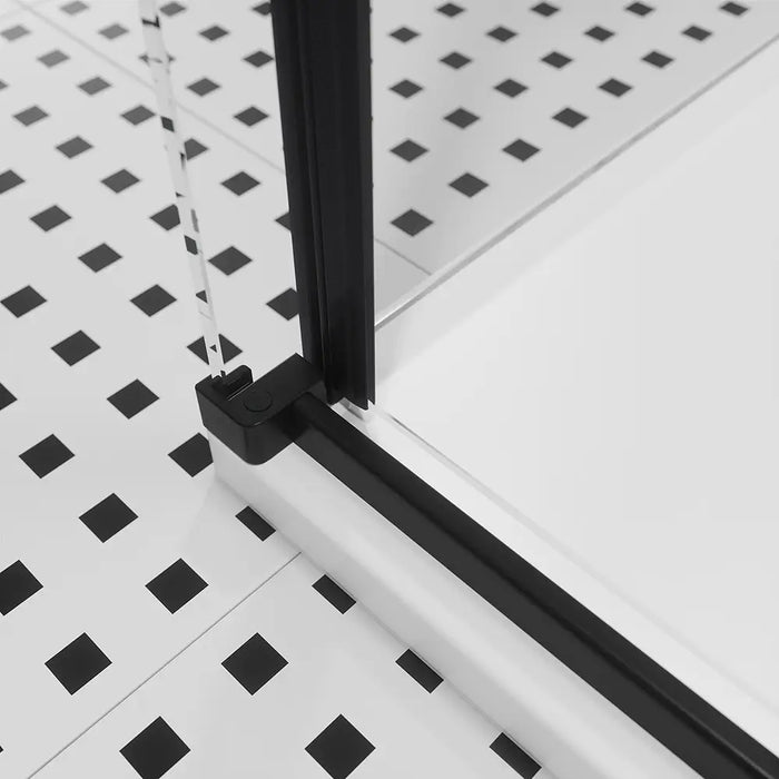 Box doccia 70x110 cm scorrevole vetro 8mm trasparente profili nero opaco h195cm | Creta