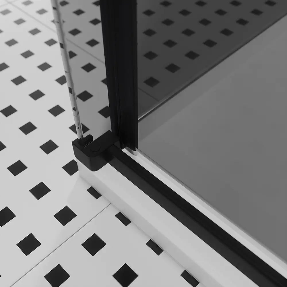 Box doccia 90x150 cm scorrevole vetro 8mm fumé profili nero opaco h195cm | Creta