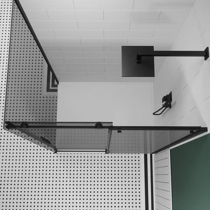 Box doccia 90x130 cm scorrevole vetro 8mm fumé profili nero opaco h195cm | Creta