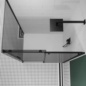Box doccia 90x100 cm scorrevole vetro 8mm fumé profili nero opaco h195cm | Creta