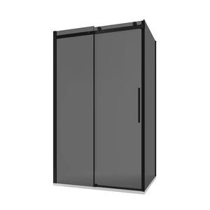 Box doccia 90x130 cm scorrevole vetro 8mm fumé profili nero opaco h195cm | Creta