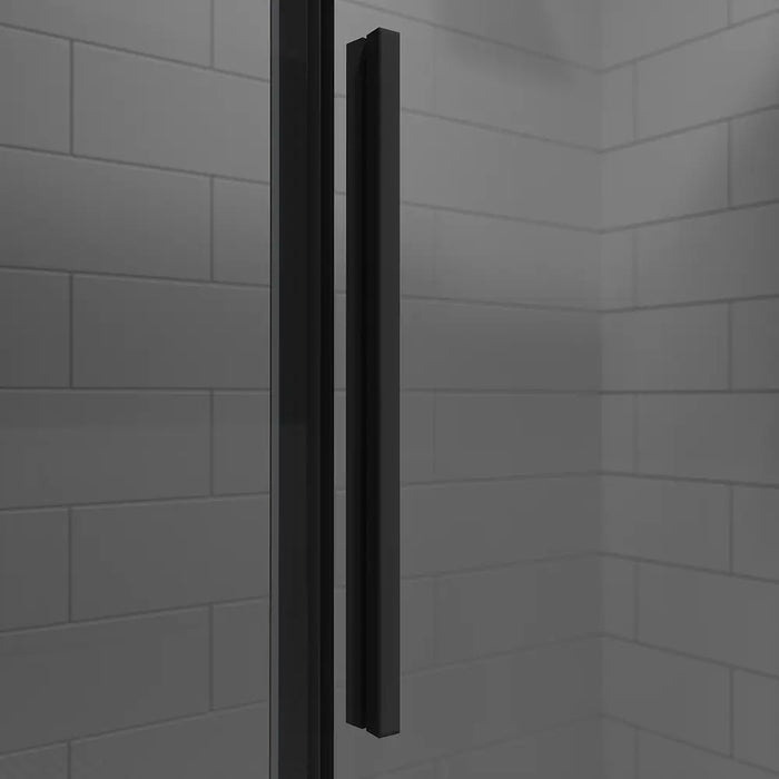 Box doccia 90x130 cm scorrevole vetro 8mm fumé profili nero opaco h195cm | Creta