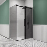 Box doccia 80x150 cm scorrevole vetro 8mm fumé profili nero opaco h195cm | Creta