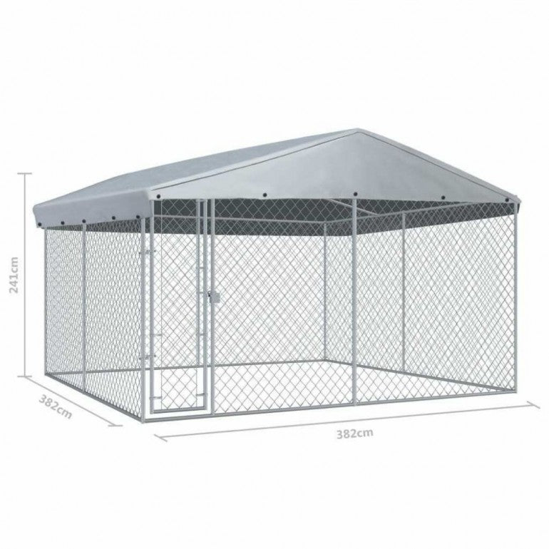 Box coperto da esterno per cani di qualità Ezooza Dabrova 380 x 380 x 240 cm di colore metallo