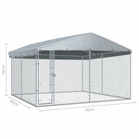 Box coperto da esterno per cani di qualità Ezooza Dabrova 380 x 380 x 240 cm di colore metallo