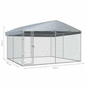 Box coperto da esterno per cani di qualità Ezooza Dabrova 380 x 380 x 240 cm di colore metallo