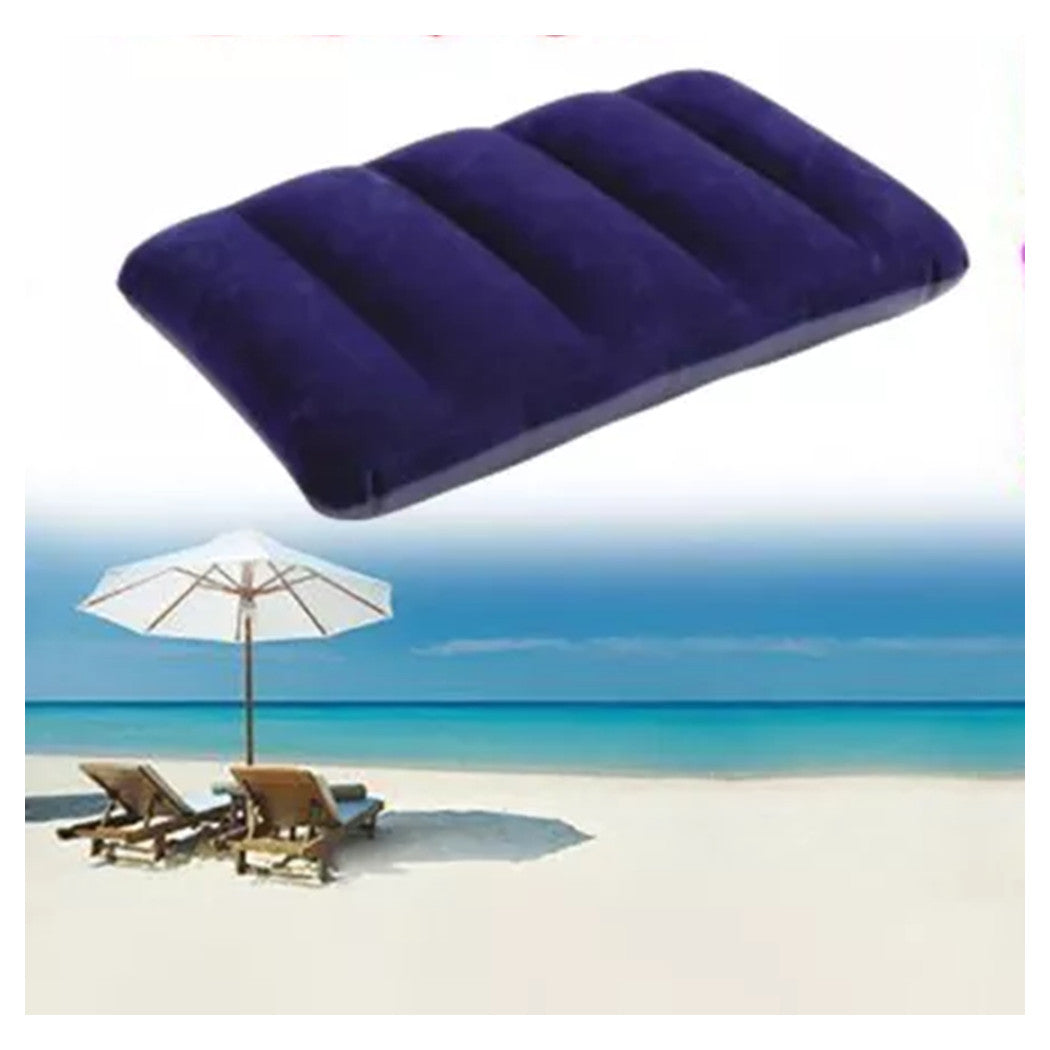 Trade Shop - Box Cuscino Floccato Gonfiabile 31x47cm Cuscinetto Mare Piscina Poggiatesta 017169 -