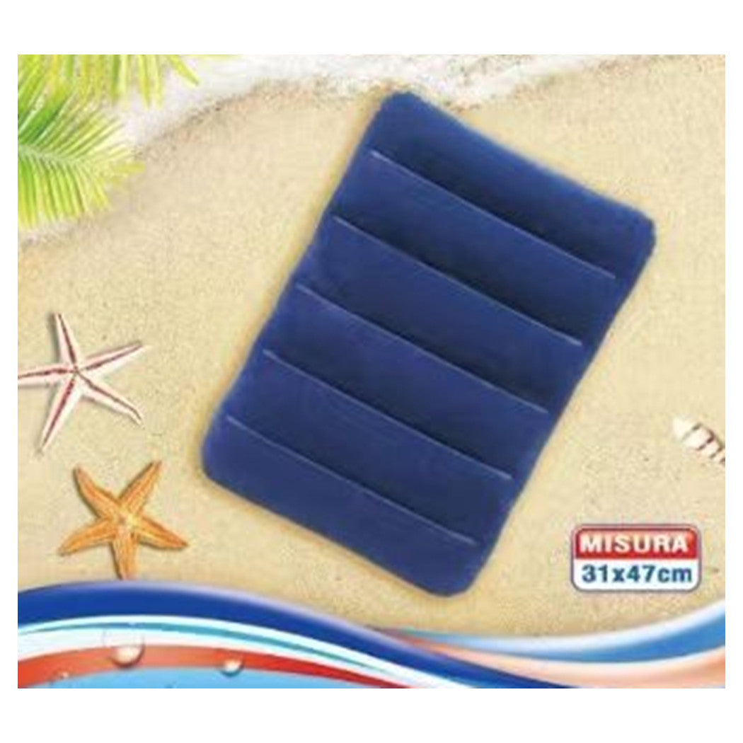 Trade Shop - Box Cuscino Floccato Gonfiabile 31x47cm Cuscinetto Mare Piscina Poggiatesta 017169 -