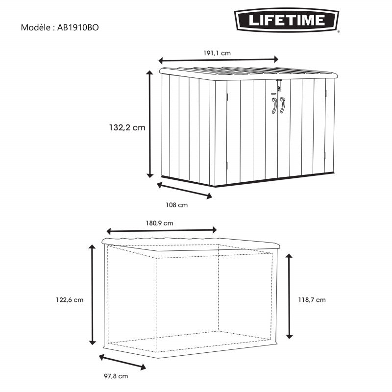 Box da Giardino In Resina HDPE  Simil Legno 190x100