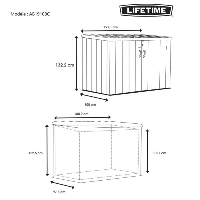 Box da Giardino In Resina HDPE  Simil Legno 190x100