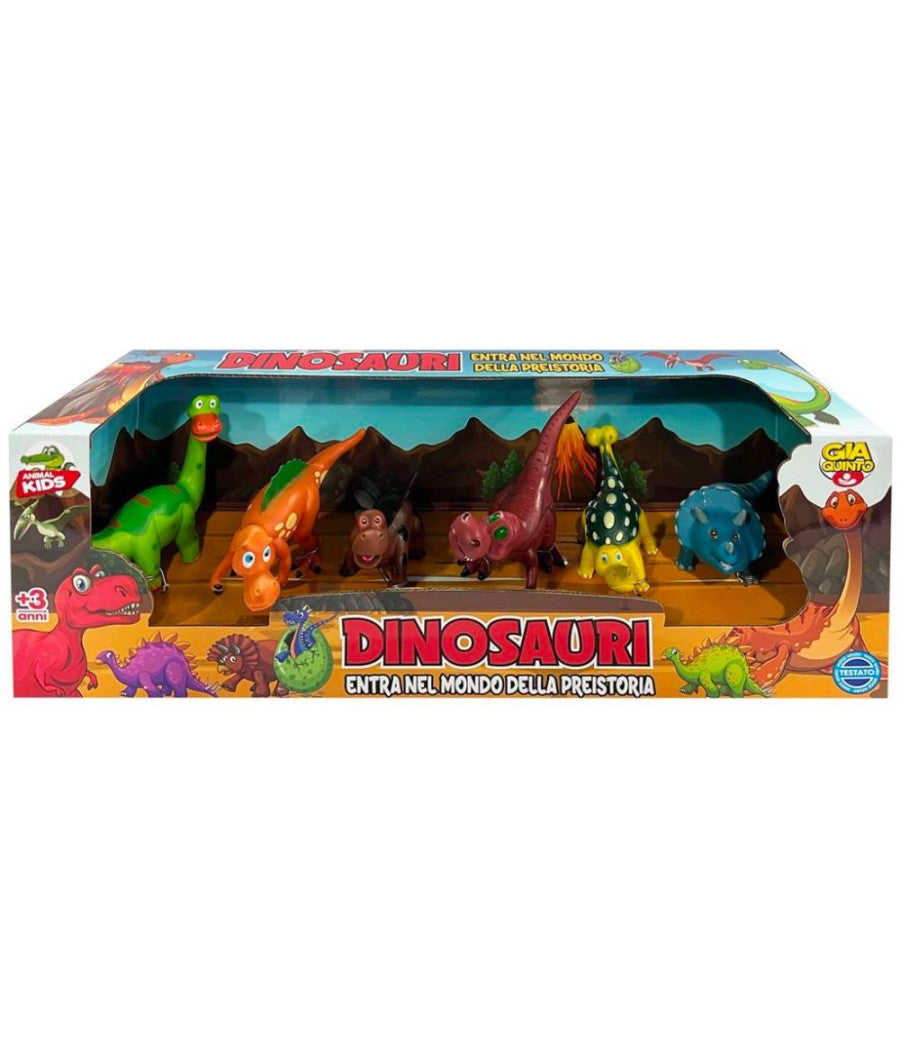 Box Dinosauri 6 Pezzi Giocattoli Per Bambini Colori Brillanti Playset Animali         