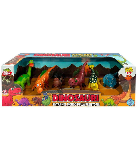 Box Dinosauri 6 Pezzi Giocattoli Per Bambini Colori Brillanti Playset Animali         