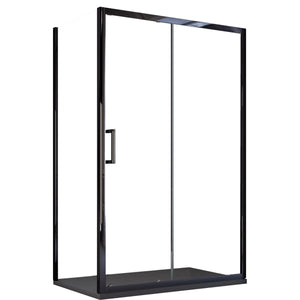 Box doccia due lati apertura scorrevole profili neri 6mm h195 agata, misura 80x140