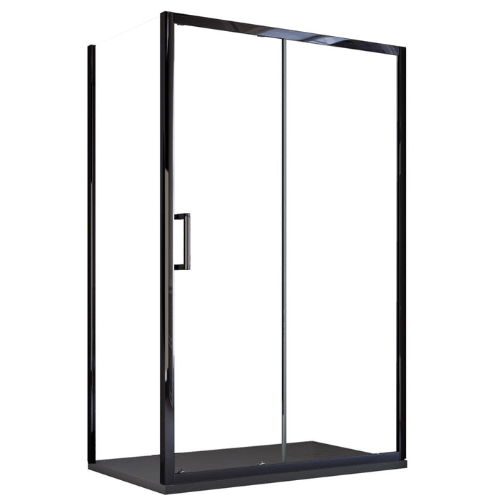 Box doccia due lati apertura scorrevole profili neri 6mm h195 agata, misura 80x140