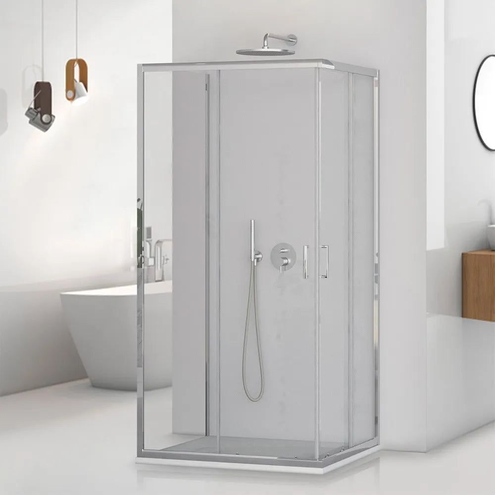 Box doccia 3 lati 80 cm doppio scorrevole trasparente H 195 cm  Tay