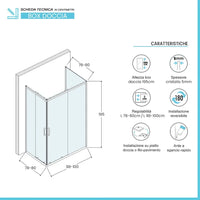 Box doccia 3 lati 80x100x80 cm doppio scorrevole trasparente  Tay