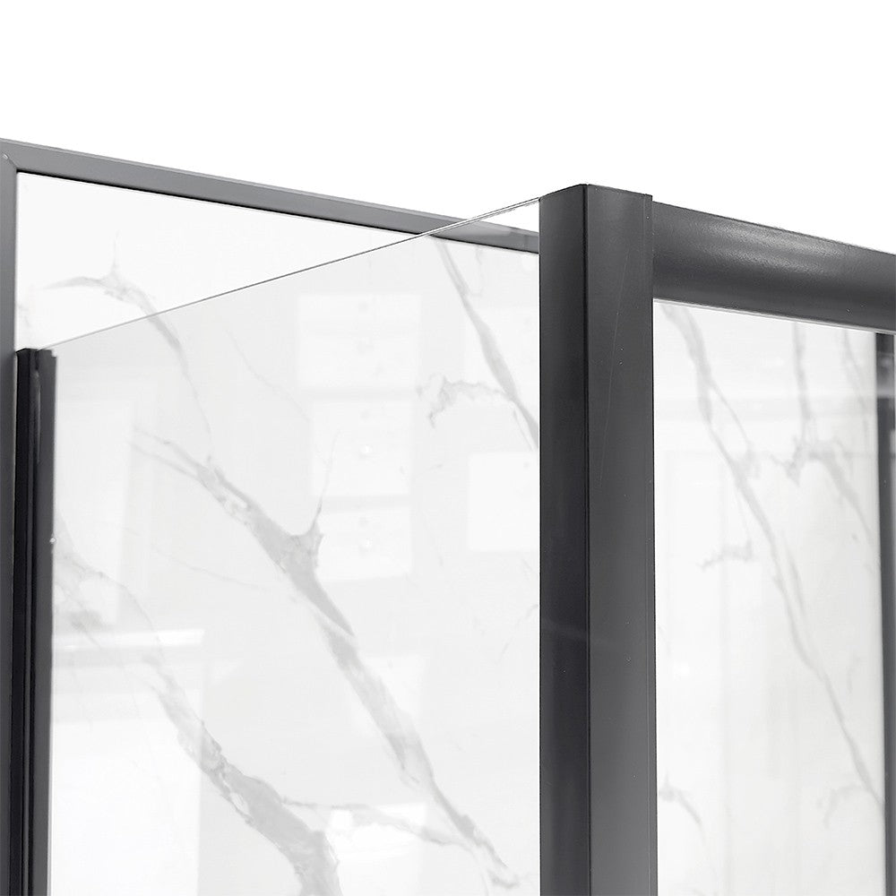 Box doccia 3 lati 80x100x80 nero opaco con porta scorrevole  Tay