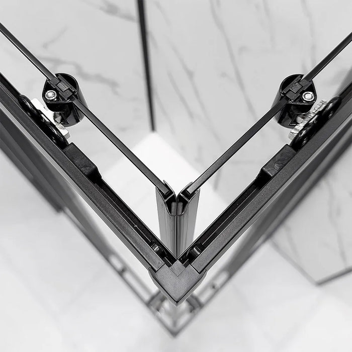 Box doccia 3 lati 80x120x80 cm nero opaco doppio scorrevole  Tay