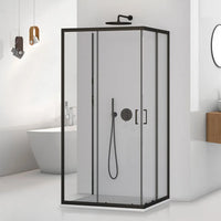 Box doccia 3 lati 80x120x80 cm nero opaco doppio scorrevole  Tay