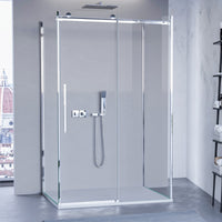 Box doccia tre lati porta scorrevole trasparente h195cm 8mm anticalcare euclide, misura 90x140x90