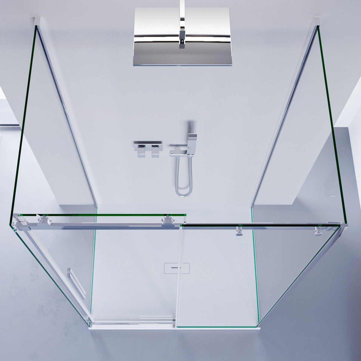 Box doccia tre lati porta scorrevole trasparente h195cm 8mm anticalcare euclide, misura 90x140x90