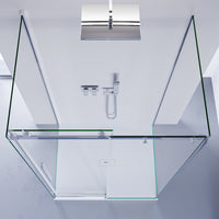 Box doccia tre lati porta scorrevole trasparente h195cm 8mm anticalcare euclide, misura 90x140x90