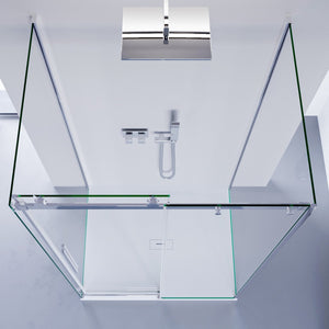 Box doccia tre lati porta scorrevole trasparente h195cm 8mm anticalcare euclide, misura 90x140x90