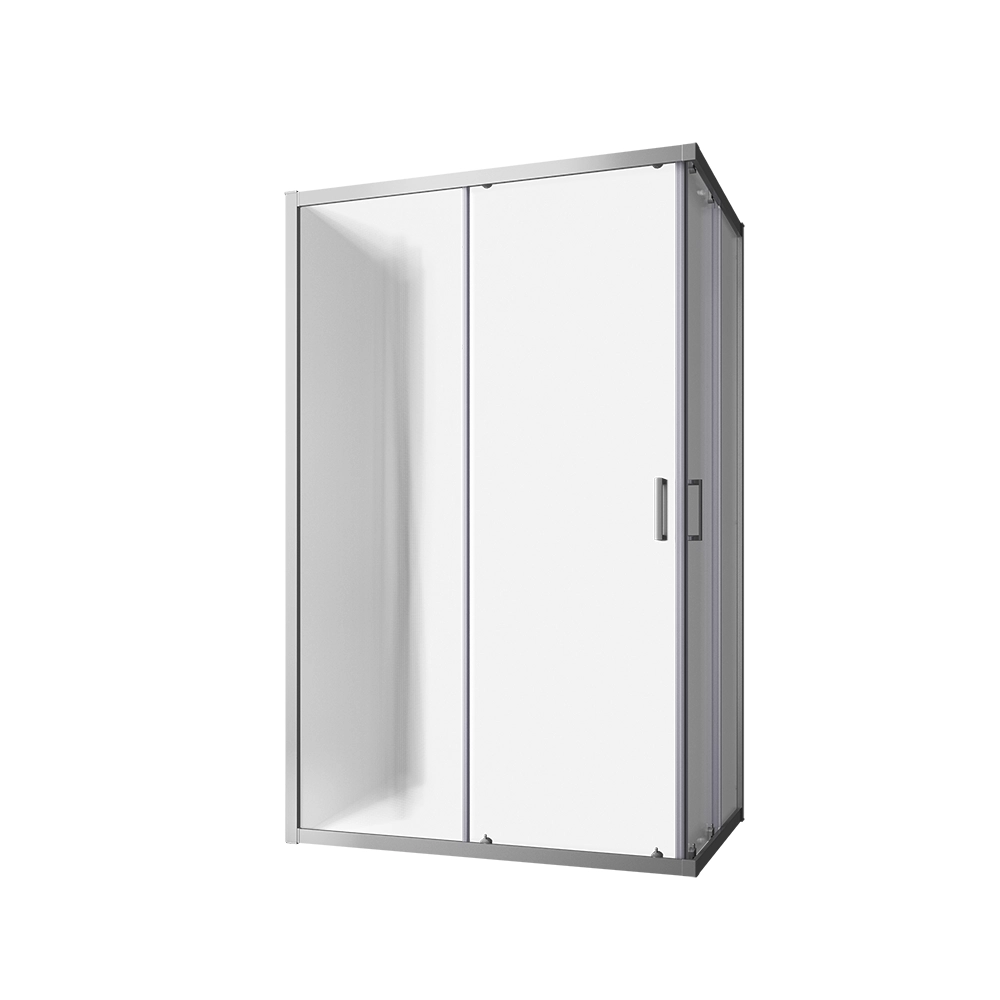 Box doccia cromato 3 lati 80x80x80cm con doppio scorrevole e vetro 6mm stampato h185cm | Tonga