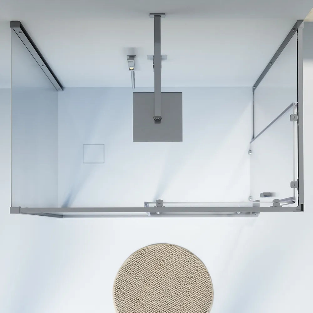 Box doccia cromato 3 lati 80x80x80cm con doppio scorrevole e vetro 6mm stampato h185cm | Tonga