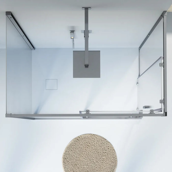 Box doccia cromato 3 lati 80x80x80cm con doppio scorrevole e vetro 6mm stampato h185cm | Tonga