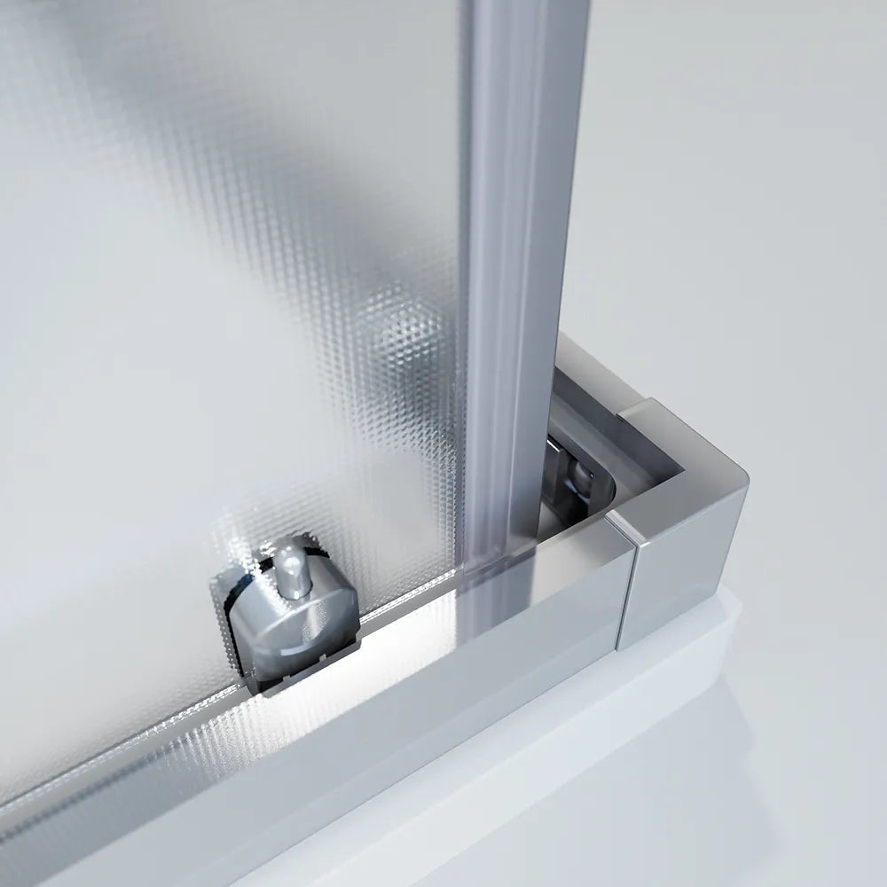 Box doccia cromato 3 lati 80x80x80cm con doppio scorrevole e vetro 6mm stampato h185cm | Tonga