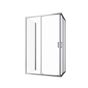 Box doccia cromato 3 lati 90x90x90cm con doppio scorrevole e vetro 6mm trasparente h185cm | Tonga