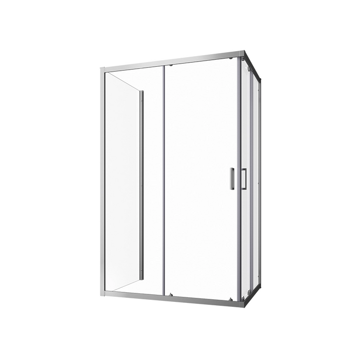 Box doccia cromato 3 lati 90x90x90cm con doppio scorrevole e vetro 6mm trasparente h185cm | Tonga