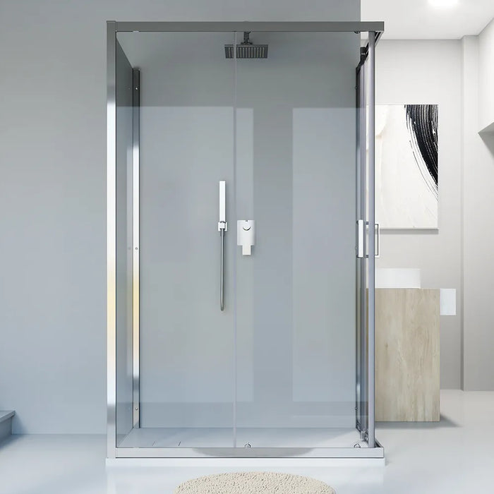 Box doccia cromato 3 lati 80x90x80cm con doppio scorrevole e vetro 6mm trasparente h185cm | Tonga