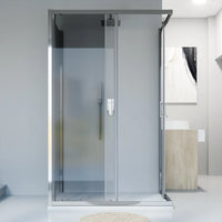 Box doccia cromato 3 lati 80x90x80cm con doppio scorrevole e vetro 6mm trasparente h185cm | Tonga