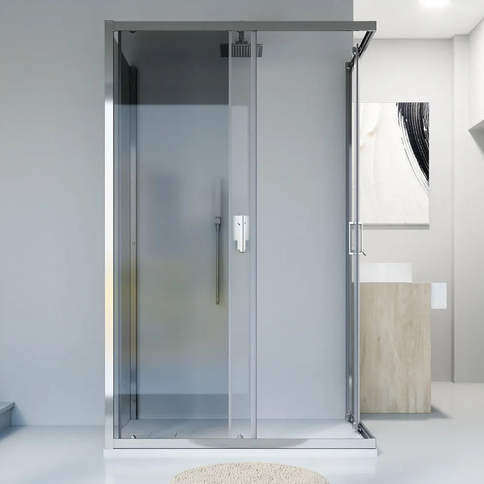 Box doccia cromato 3 lati 90x90x90cm con doppio scorrevole e vetro 6mm trasparente h185cm | Tonga