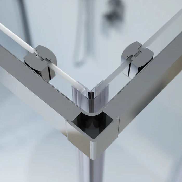 Box doccia cromato 3 lati 90x90x90cm con doppio scorrevole e vetro 6mm trasparente h185cm | Tonga