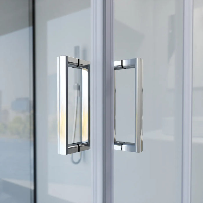 Box doccia cromato 3 lati 90x90x90cm con doppio scorrevole e vetro 6mm trasparente h185cm | Tonga