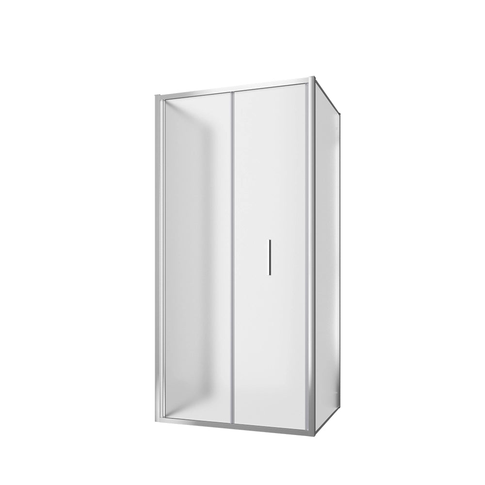 Box doccia tre lati 80x75x80cm con porta a libro profili cromati e vetro 6mm opaco h190 | Portofino