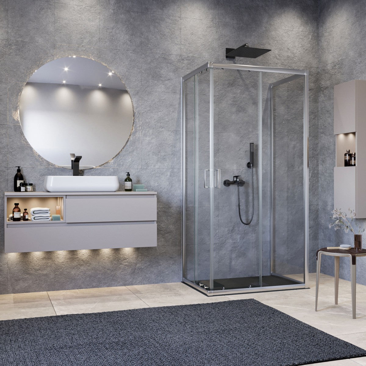 Box doccia 3 lati trasparente 195 6mm matias, misura 80x110x80