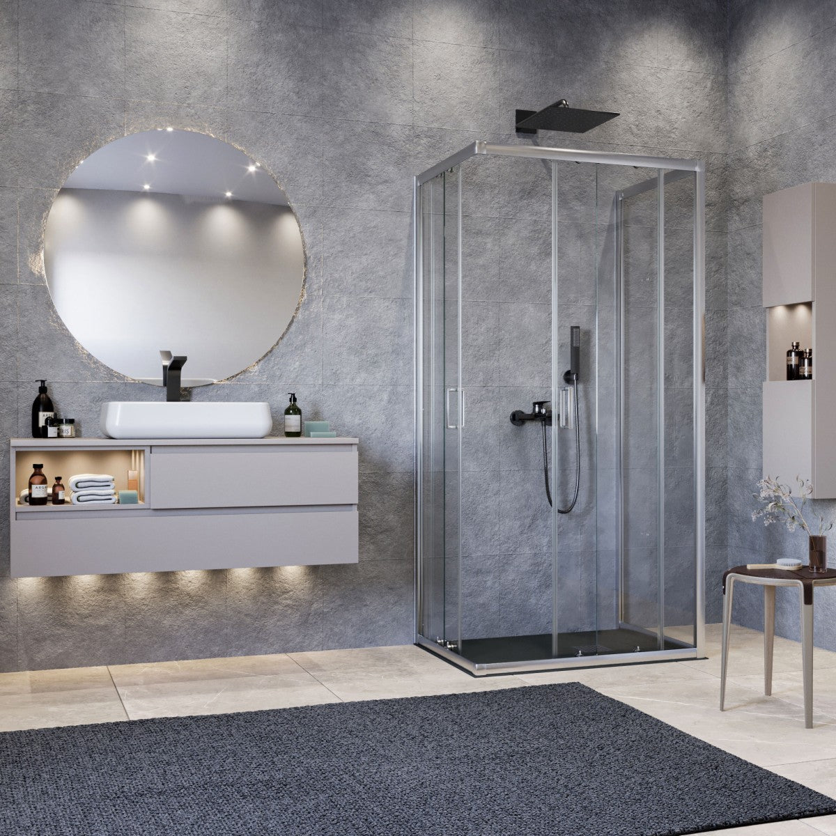 Box doccia 3 lati trasparente 195 6mm matias, misura 80x110x80