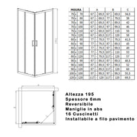 Box doccia 3 lati trasparente 195 6mm matias, misura 90x120x90