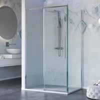 Box Doccia Angolare Ad Anta Scorrevole In Cristallo Trasparente 8mm Con Trattamento Anticalcare - F8 - 70x100