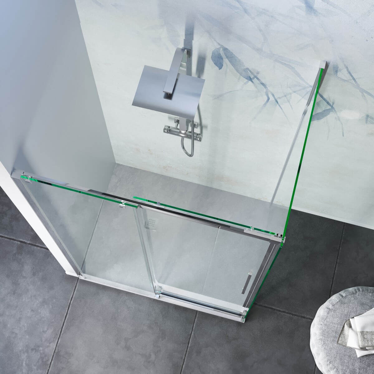 Box Doccia Angolare Ad Anta Scorrevole In Cristallo Trasparente 8mm Con Trattamento Anticalcare - F8 - 70x100
