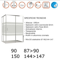 Box doccia angolare 2 lati scorrevoli serigrafato H195cm 8mm EASY Regos-90x90
