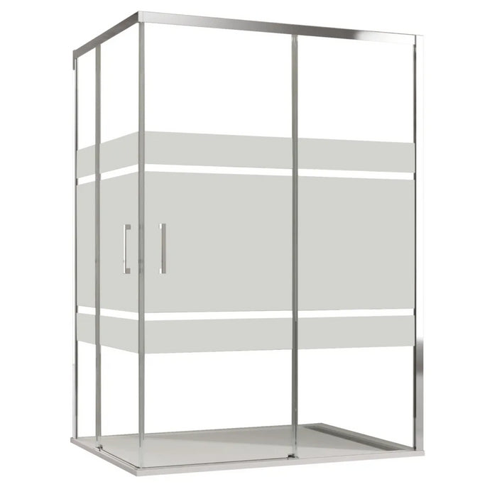 Box doccia angolare 2 lati scorrevoli serigrafato H195cm 8mm EASY Regos-80x150