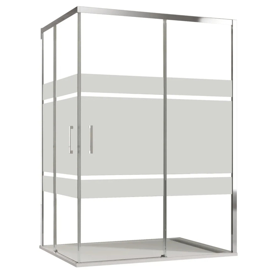 Box doccia angolare 2 lati scorrevoli serigrafato H195cm 8mm EASY Regos-90x100