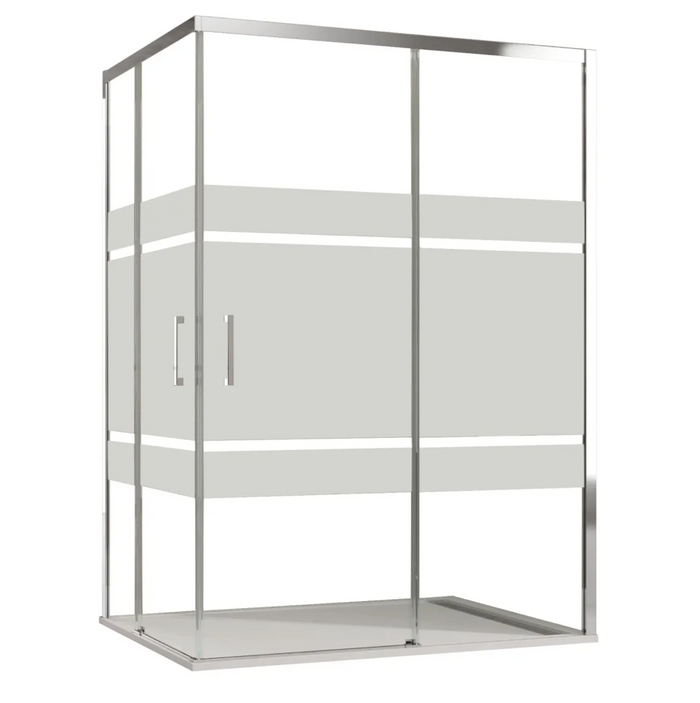 Box doccia angolare 2 lati scorrevoli serigrafato H195cm 8mm EASY Regos-90x90