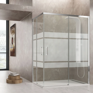 Box doccia angolare 2 lati scorrevoli serigrafato H195cm 8mm EASY Regos-80x130