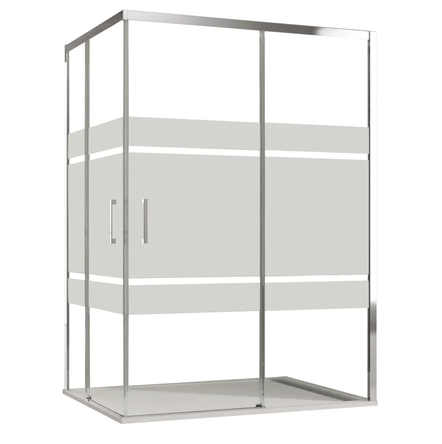 Box doccia angolare 2 lati scorrevoli serigrafato H195cm 8mm EASY Regos-80x140